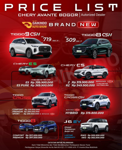 Pricelist Harga Chery soreang 2025